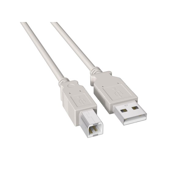 Cable Leader 15ft USB 2.0 Type A Male to B Male Cable Double-Shielded, Ash White