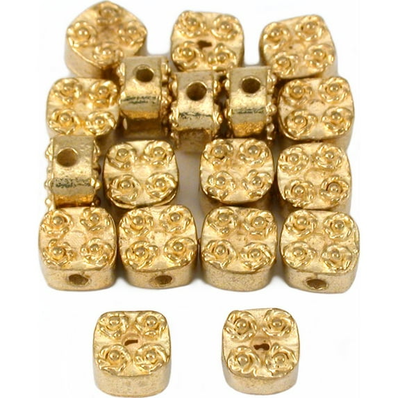 15g Bead Square Flower Bali Gold Plated 6.5mm Approx 18