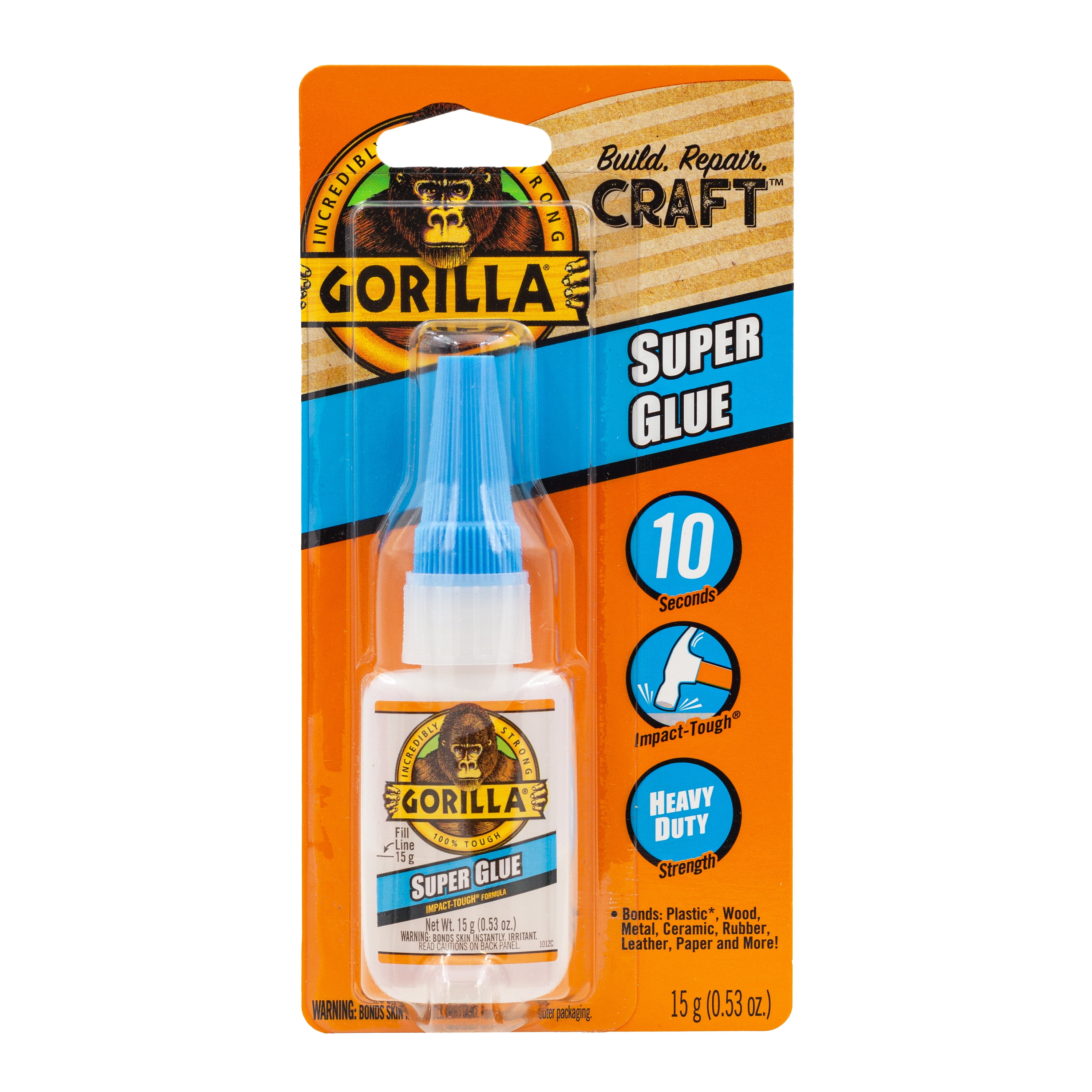 GORILLA GLUE Gorilla Clear Super Glue, 15 Gram Bottle, Product Net Content Quantity .53 oz