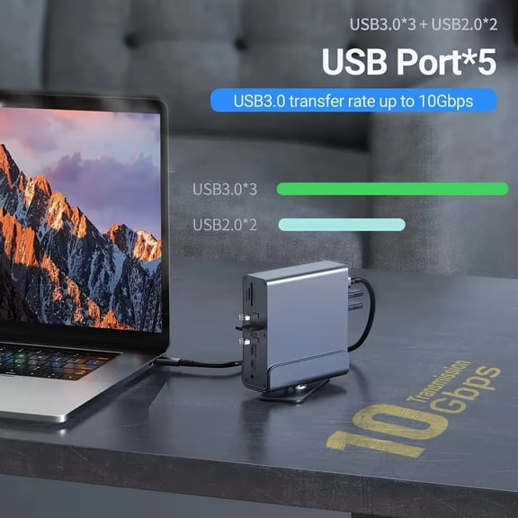 15in 1 USB-C Docking Station 4K HD Vertical Hub with Triple Monitor, RJ45 1000m, USB 3.0/2.0, PD 3.0, SD/TF, Audio 3.5 for Mac Pro