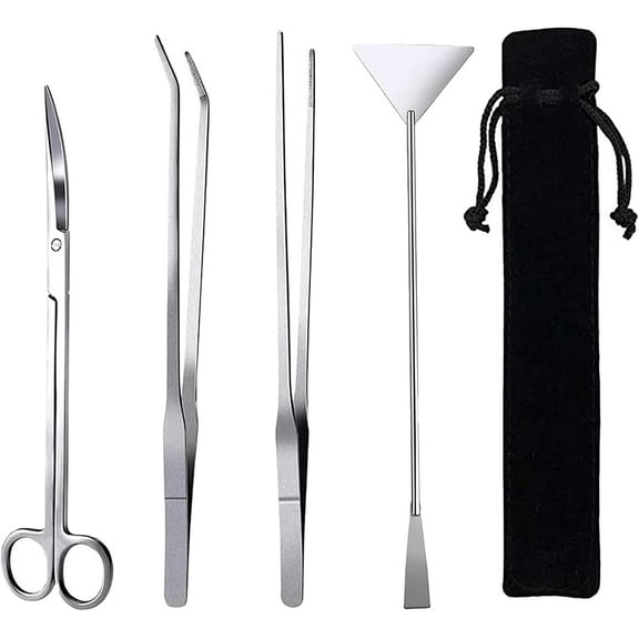 15in Aquascaping Tools, 4 in 1 Long Aquarium Tweezers Scissors Spatula, Stainless Steel Aquatic Plants Aquascaping Tools Set for Fish Starter Kits, Aquariums Tank and Terrarium