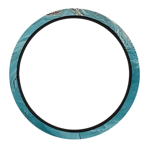 15in Car Steering Wheel Cover Is Skid Resistant And Durable For Easy Installation Teal Marble_2