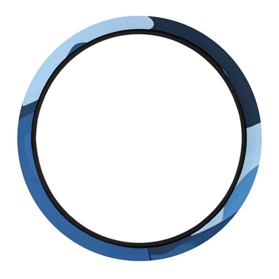 15in Car Steering Wheel Cover Is Skid Resistant And Durable For Easy Installation Vector Camouflage Pattern Blue_1