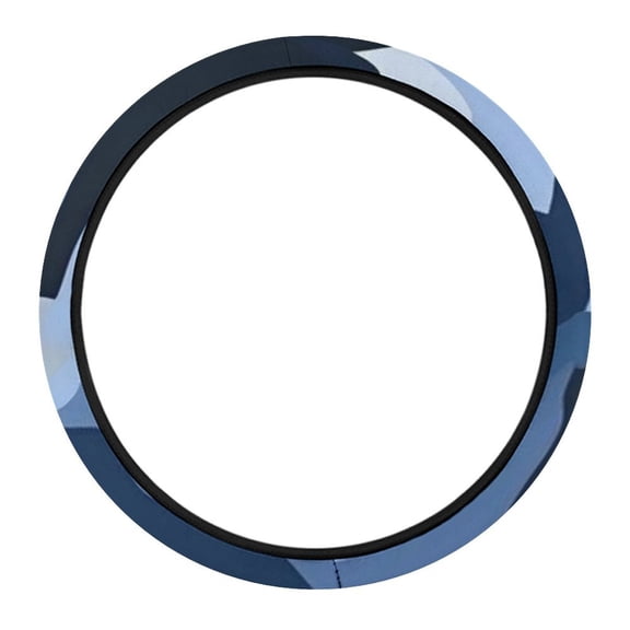 15in Car Steering Wheel Cover Is Skid Resistant And Durable For Easy Installation Vector Camouflage Pattern Blue_4