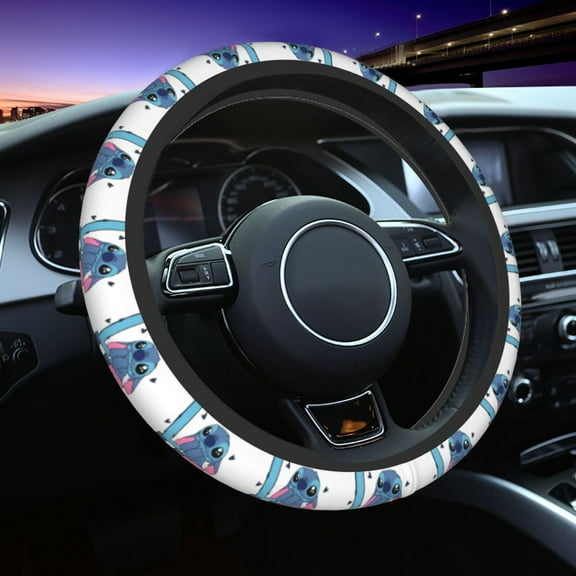 15in Cute Cartoon Sti-tch Steering Wheel Cover - Universal Car Steering Wheel Protector, Soft and Durable Auto Accessories for Women, Men, and Teens