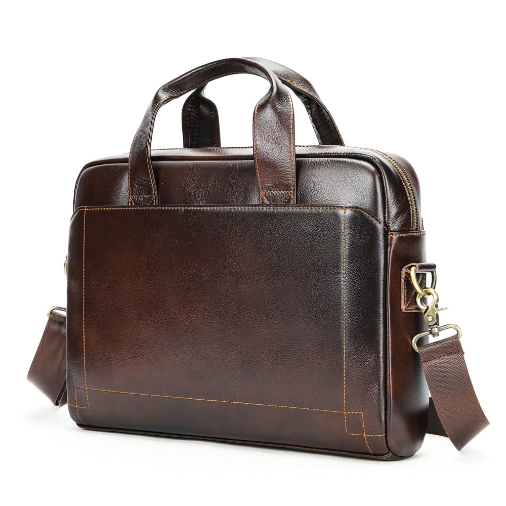 15in Men's Leather Bag Retro leather briefcase, large capacity computer bag, suitable for business, travel, gifts for boyfriend/father/husband