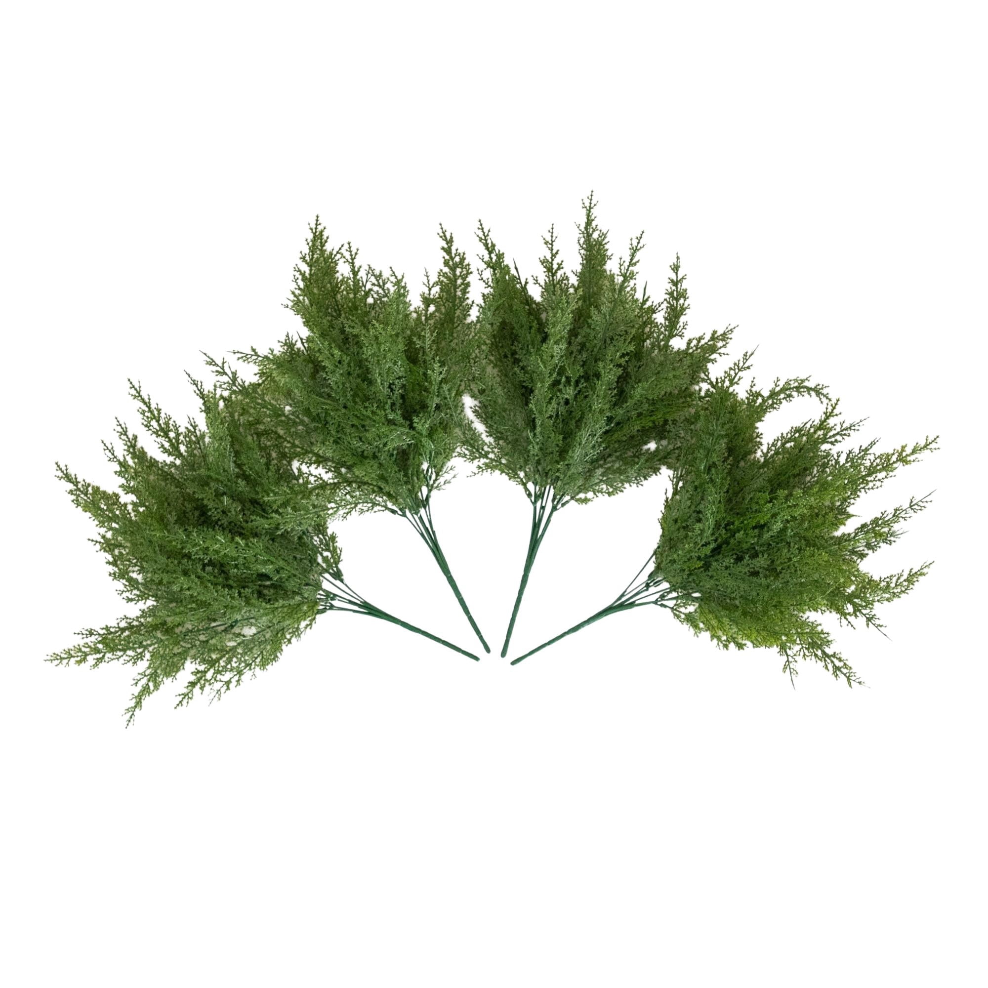 15in. UV Resistant Artificial Cedar Bush (Indoor/Outdoor) - Set of 4