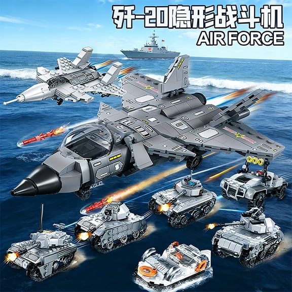 15in1  Air Force Building Blocks J20 Fighter Building Blocks DIY Aircraft Building Blocks Children Toys Christmas Holiday Gift