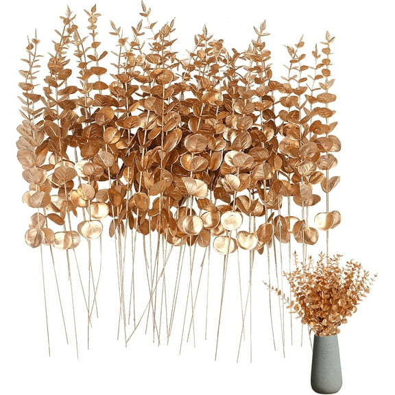 15inch Artificial Eucalyptus Stems Faux Eucalyptus Leaves Branches,Eucalyptus Stems Faux Leaves for Halloween Branches Decor Wedding Vase Bouquet Floral Arrangemen (60, Black)