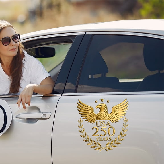 15inch Golden Eagle 1PC 250th Anniversary USA Car Window Decal Sticker,Independence Commemorative Sticker,USA Patriotic 4th of July Vinyl Stickers for Car, Pickup Truck, SUV