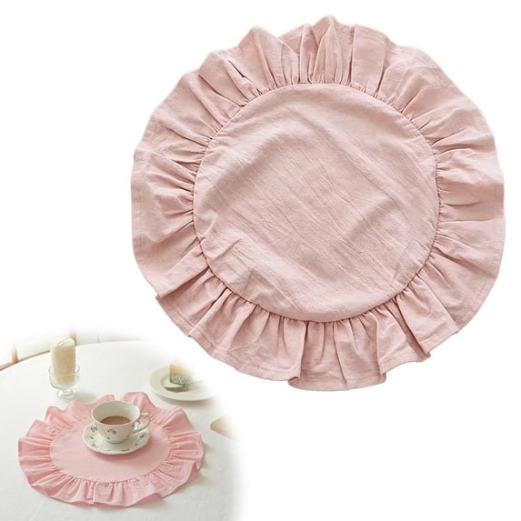 15inch Ruffled Placemat Cotton Decorative Heat-Insulating Placemat ...