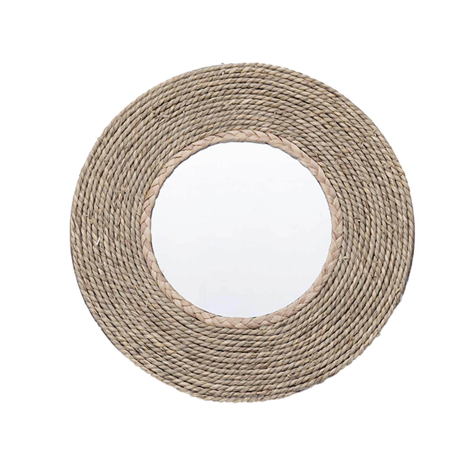 15inches Round Hanging Wall Mirror,Decorative straw rope Wall Mounted Mirror