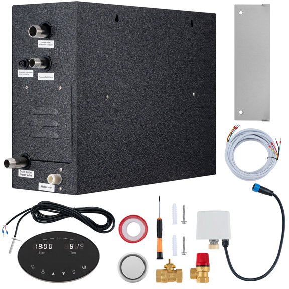 Steam Shower Generator, 15 kW, Segmented Heating & Temperature Customization & 24h Timer Steam Bath Kit, Automatic Drainage Luxury Home Steam Shower System, Acrylic Room Tested to UL Standards