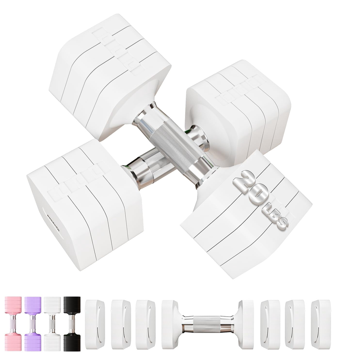 15lb 20lb 30lb 40lb 50lb Adjustable Dumbbell Set Free Weights Dumbbells For Women Men Hand Sets Adjust Weight Home Gym Exercise Workout Strength Equipments