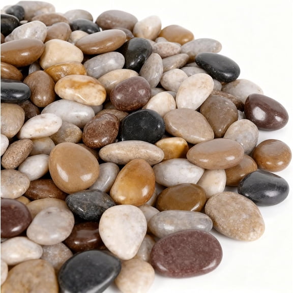 15lb Polished Pebbles, 1" Natural Decorative Mixed Color River Rocks Aquarium Gravel Stones for Landscaping, Indoor Plants, Vase, Succulent, Fish Tank