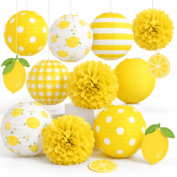15lemon Party Decorations Yellow Paper Lanterns Set