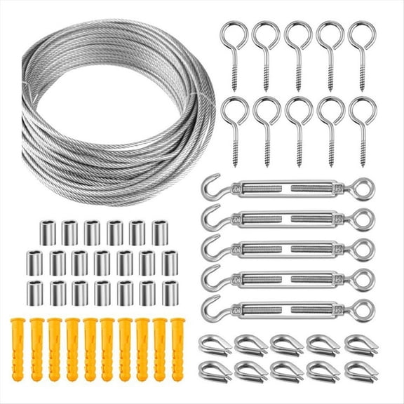 15m Stainless Steel Cable Rope Kits Heavy Duty Garden Wire Cable Balcony Railing Farm Fence Tent Roll 304 PVC Coated