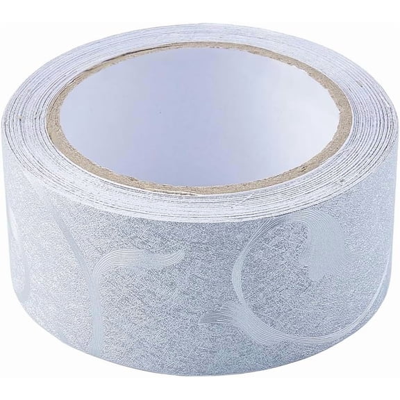15m Wallpaper Borders Waterproof PVC Decorative Border Self-Adhesive Silver Vines Width 5cm Silver Border Sticker Suitable for Bathroom Living Room Kitchen Waist Frame Wall Sticker for DIY Silver