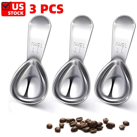 15ml Coffee Scoop Set, Tablespoon Scoop 3 Pc Set , Stainless Steel Measuring Spoons for Ground Coffee with Short Handles, for Tea, Sugar, or Flour