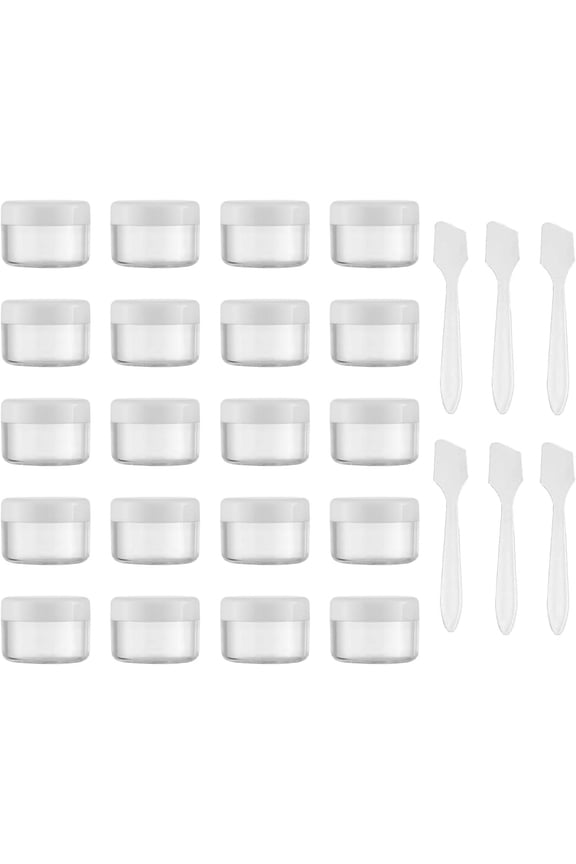 15ml Empty Cosmetic Containers (20 Pieces) Cream Jars, Plastic Jars - with 6 Spatulas (15g, White)