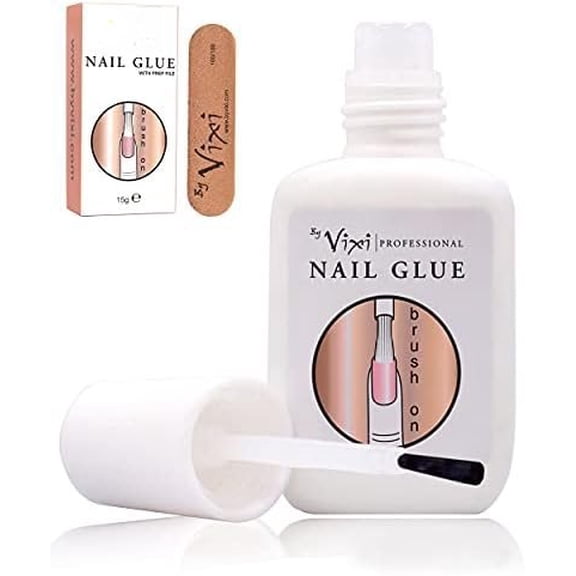 15ml Extra Glue with Brush and Free PREP File Clear Dry Adhesive, Professional Salon Quality