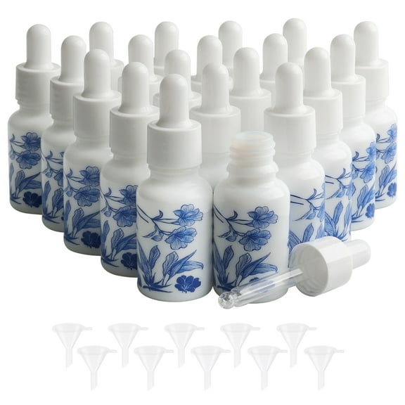 15ml Glass Drop Bottle with 10 Funnels, Leak Proof Travel Bottles for Liquids, Essential Oils, Chemistry Lab, Perfumes, Pack of 20