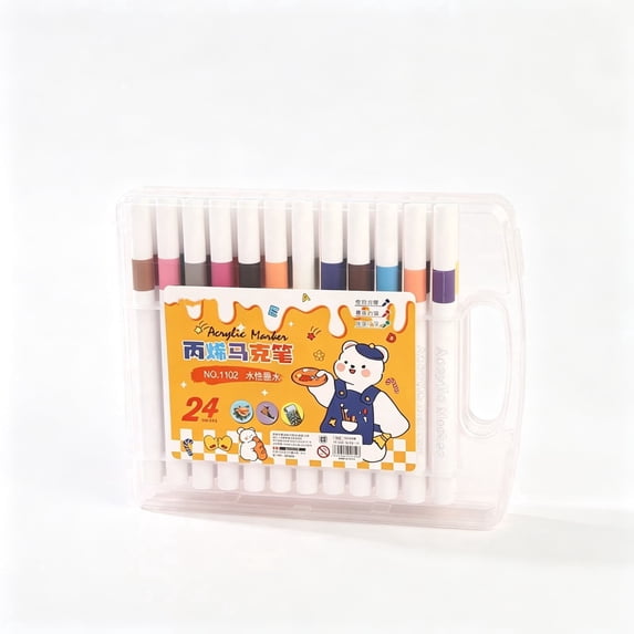 15ml Washable Fine Tip Acrylic Watercolor Marker Pen Set Quick Drying Water Based for Watercolor Painting Bright Colors Fine Tip Art Markers for Beginners and Professional Artists (12Colors),24Colors