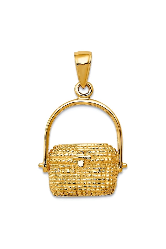 15mm 10k Solid Yellow Gold Large Nantucket Basket Pendant Necklace Pendant for Women - 2.2 Grams