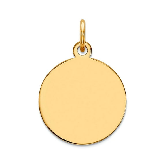 15mm 14k Solid Yellow Gold Plain .018 Gauge Circular Engravable Disc Charm Pendant Necklace for Women