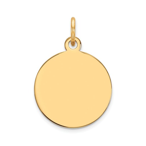 15mm 14k Plain .009 Gauge Circular Engravable Disc Charm - .6 Grams