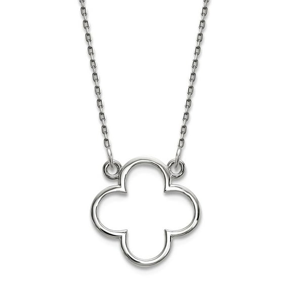 15mm 14k White Gold Lobster Claw Closure Small Quatrefoil Design Necklace Pendant Necklace for Women