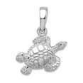 thumbnail image 1 of 15mm 925 Sterling Silver Rhodium Plated Polished Sea Turtle Pendant Necklace Pendant for Women, 1 of 2