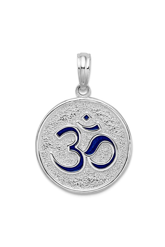 15mm 925 Sterling Silver Rhodium Plated Reversible Enameled Ohm Lotus Pendant Necklace Pendant for Women