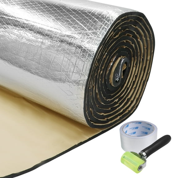 15mm Automotive Heat Shield Mat - Sound Deadening Insulation for Hood, Floor (144"x40" with Roller & Tape)