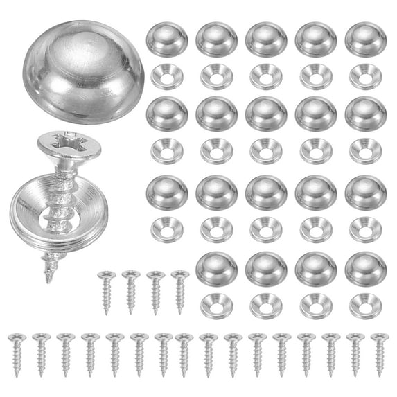 Uxcell Brass Decorative Screws with Caps for Furniture Fixing and Wall Hangings Silver 15mm