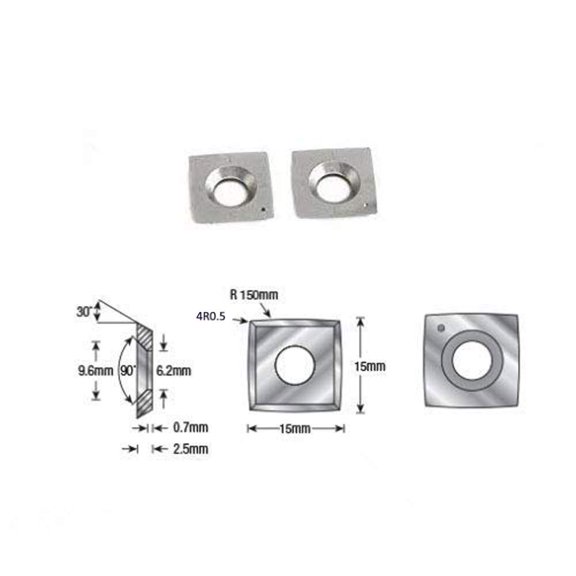 15mm Carbide Cutters,Square Tungsten Carbide Inserts (15 x15 x2.5-R150),Replacement Cutter 6Radius Face for Woodworking Spiral/Helical Planer Cutter Head and Wood Turning Tool 10pcs