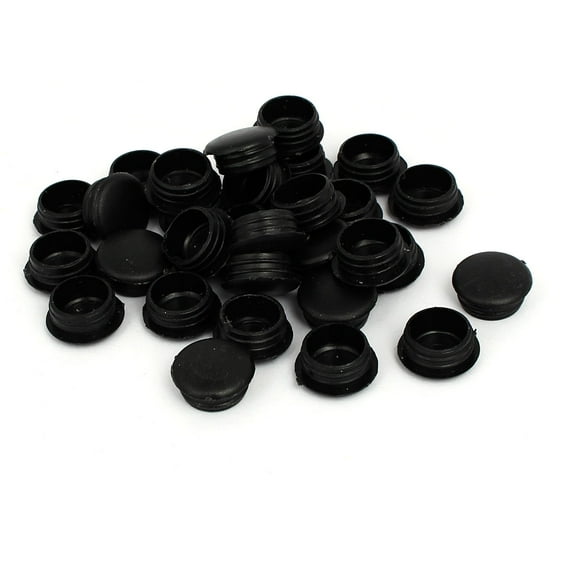 15mm Dia Plastic Thread Design Screw Cap Covers Hole Plugs Lids Black 30Pcs