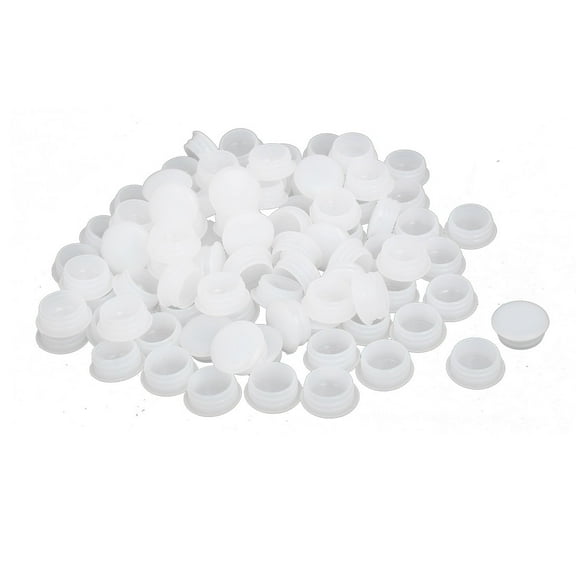 15mm Dia Plastic Thread Design Screw Cap Covers Hole Plugs Lids White 100Pcs