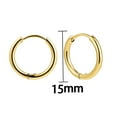 thumbnail image 1 of 15mm Gold Polished Plain Hoop Earrings Minimalist Round Hoops Womens Fashion Jewelry Daily Wear Perfect Christmas Gifts, 1 of 3