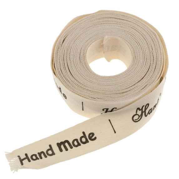 15mm Hand Made Printed Cotton Ribbon Sewing Label Craft Card Gift Tag 5 Yard