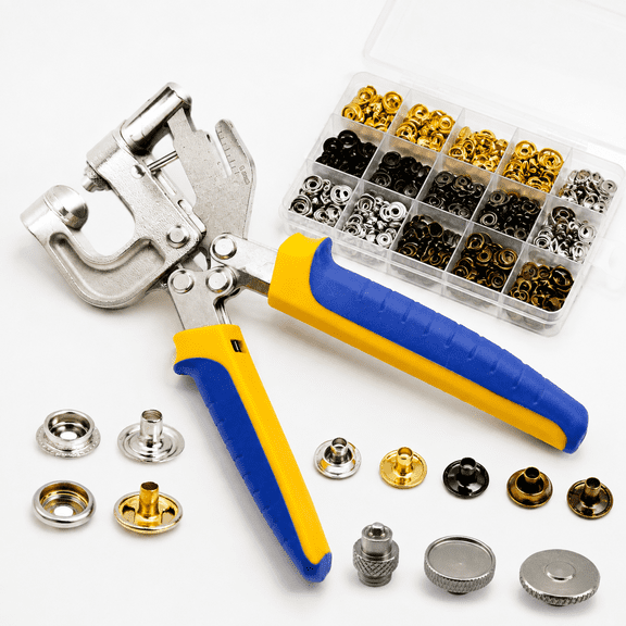 15mm Heavy Duty Snap Fastener Tool Kit with 400 Metal Snaps and Built-in Punch