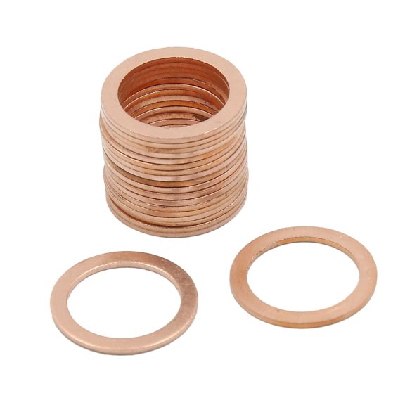 15mm Inner Dia Copper Crush Washers Car Flat Sealing Plate Gaskets Rings 20pcs