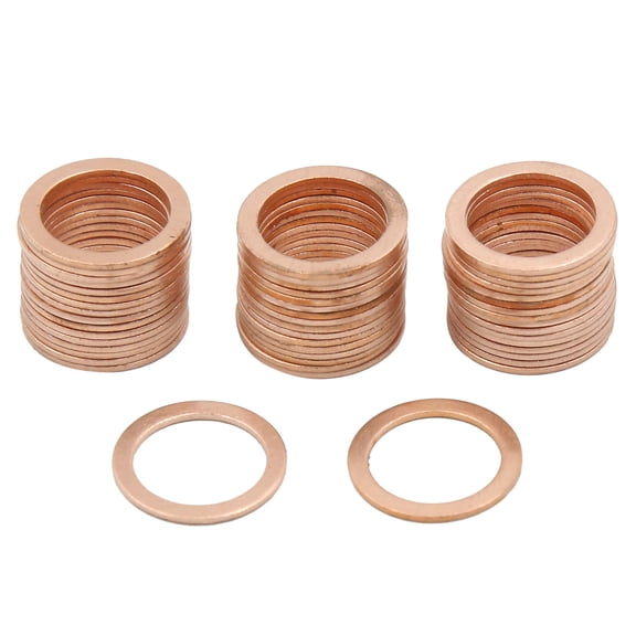 15mm Inner Dia Copper Crush Washers Car Flat Sealing Gaskets Rings 50pcs