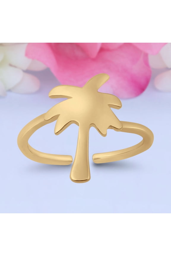 15mm-Palm Tree Toe Band Ring 925 Sterling Silver Thin Adjustable Stylish Rings for Women
