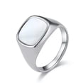 thumbnail image 1 of 15mm Square White Shell Band Stainless Steel Men Women Ring Gold /Silver Sz 6-12, 1 of 7