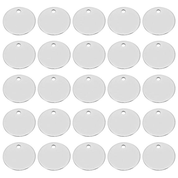 15mm Steel Disc, 100pcs Round Metal Stamping Blanks Tags Circle Metal Plate DIY for Laser Engraving Stamping, Silvery