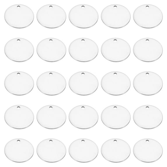 15mm Steel Disc, 50pcs Metal Stamping Blanks Tags Circle Stainless Steel Metal Plate for Laser Engraving, Silver Tone