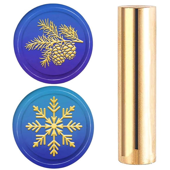 15mm Wax Seal Stamp Mini 2 Sides Pattern Vintage Pinecone Branches Winter Snowflake Brass Sealing Stamp for Wedding Invitations Envelopes Christmas Thanksgiving Party Gift Packing DIY