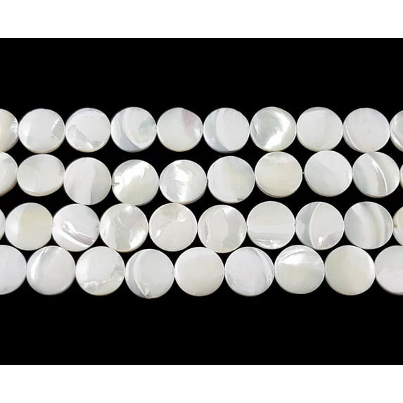 15mm White Sea Shell Flat Coin Beads Genuine Gemstone Natural Jewelry Making