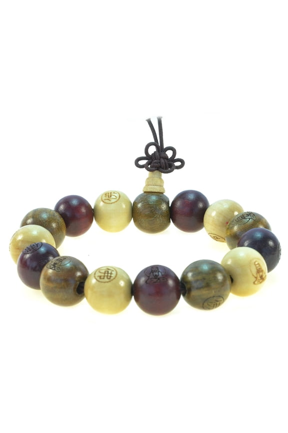 15mm Wood Beads Tibetan Buddhist Prayer Bracelet Mala - 91168